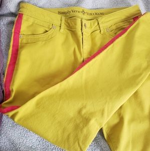 simply vera neon pink and green pants